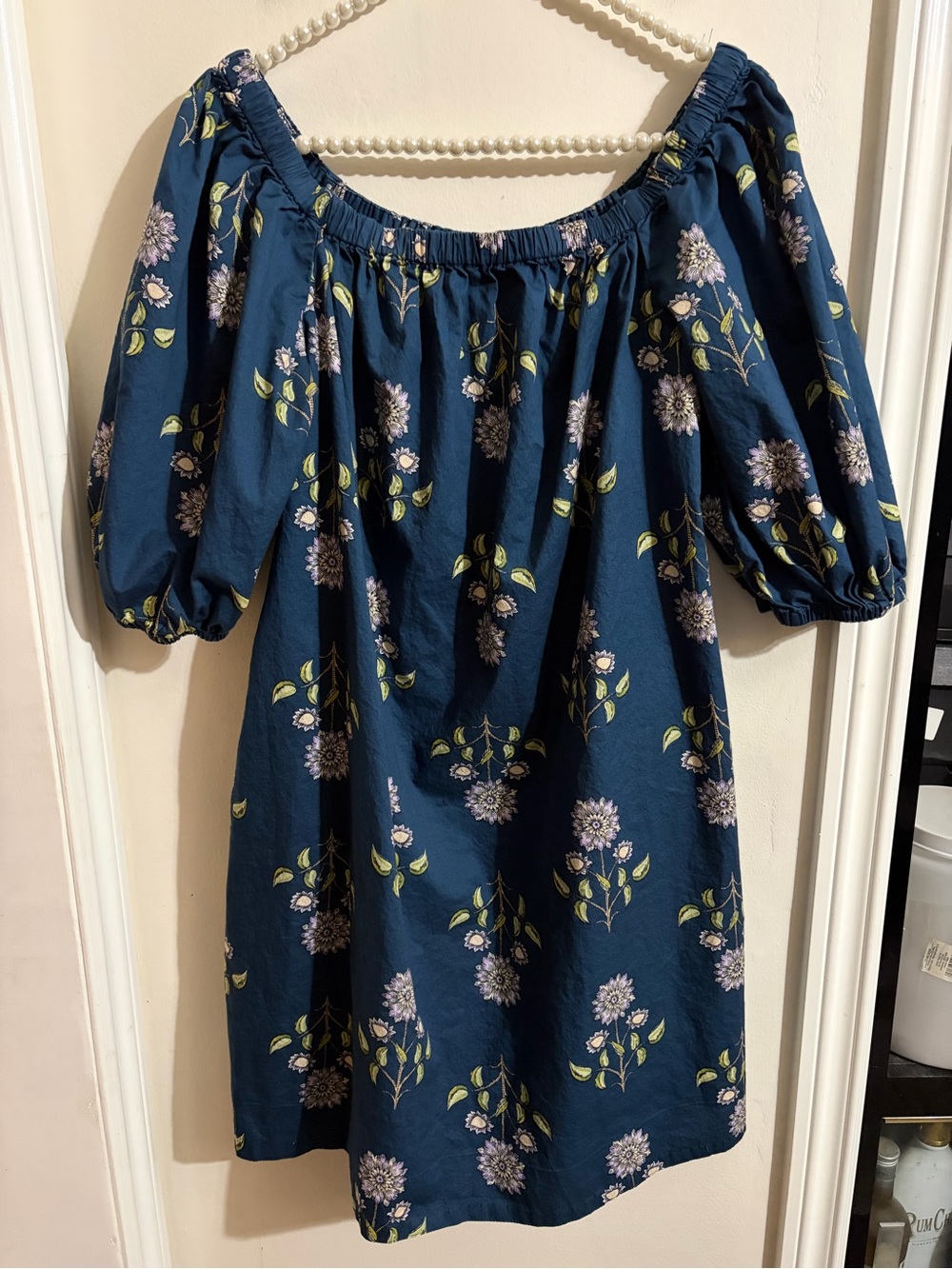 Old Navy Navy Floral Off-Shoulder Tunic